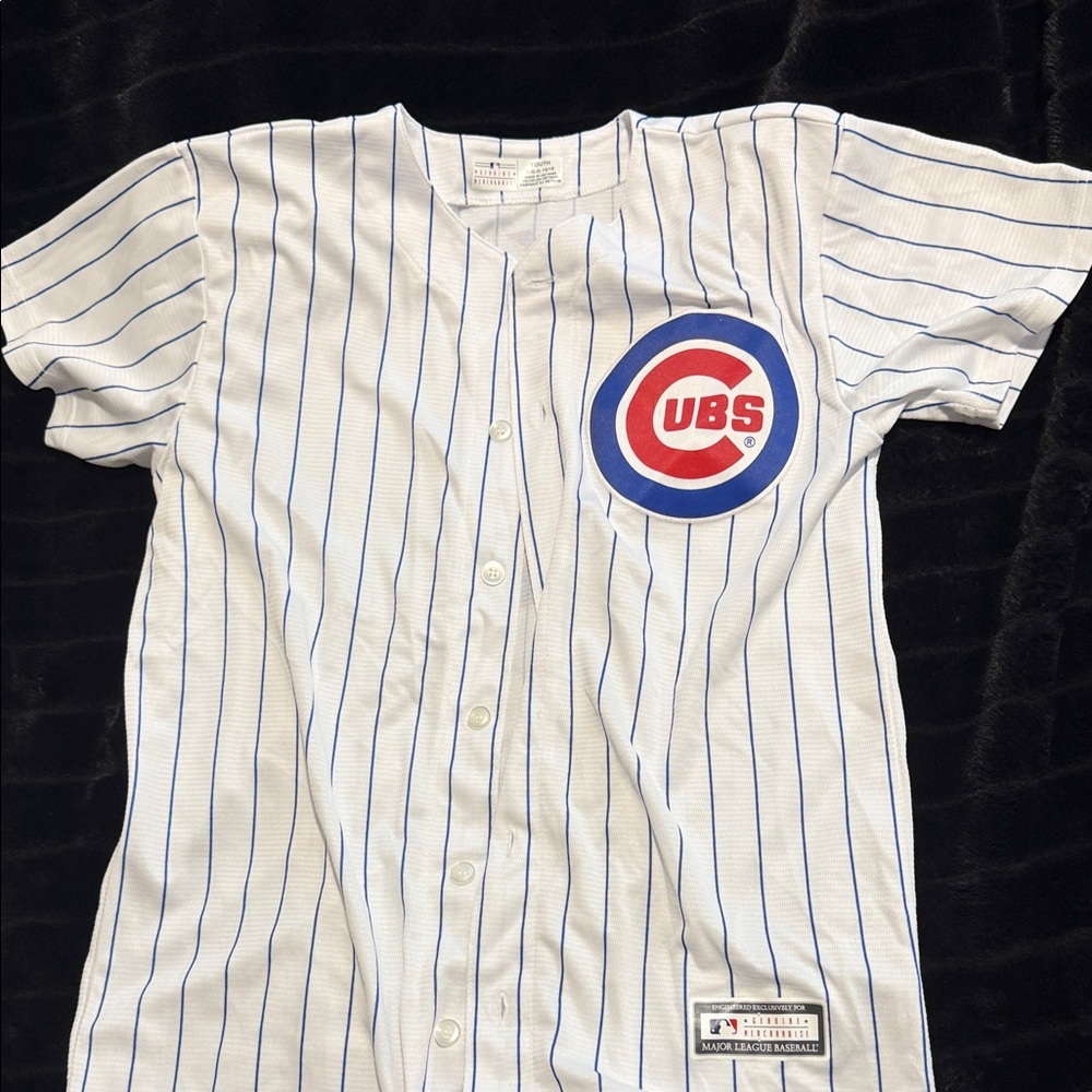 Majestic White and Blue Cubs Baseball Jersey